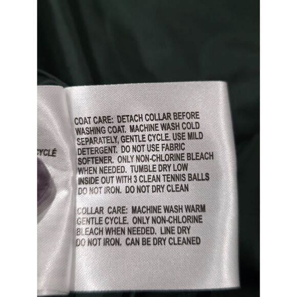 Michael Kors Green Longline Belted Puffer Coat Removable Faux Fur Collar Size M - Picture 14 of 16